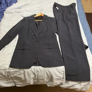 Blue pinstriped Banana Republic suit